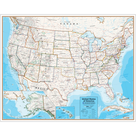HEMISPHERES Hemispheres® Contemporary Laminated Wall Map, United States HM09